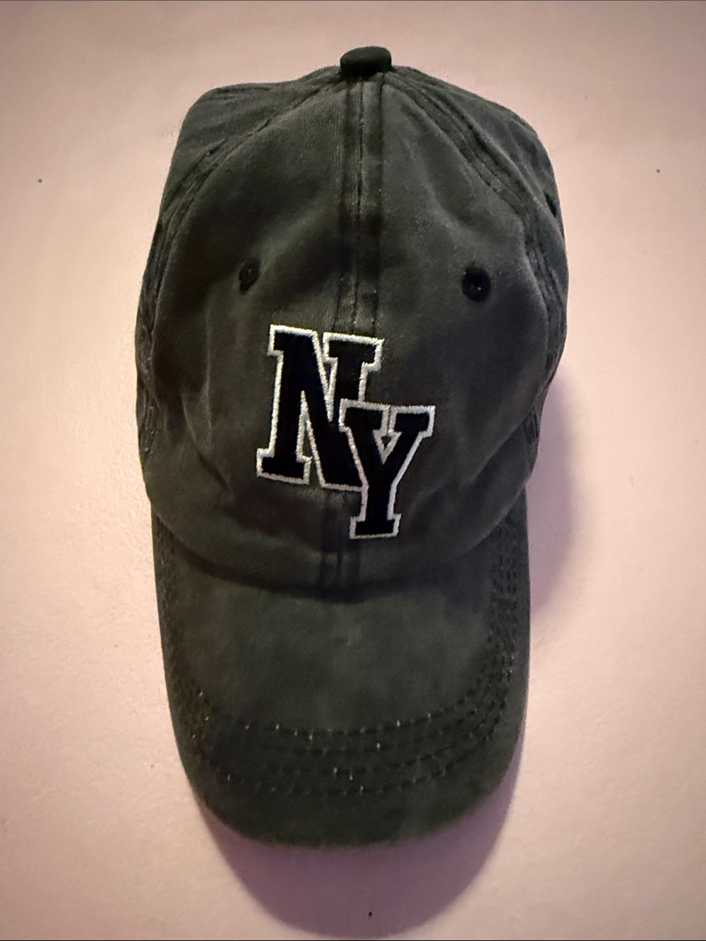 New York NY Embroidered Baseball Cap - Olive Green